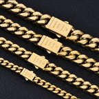 Black Cuban Bracelet Stainless Steel 14K Gold 6-13MM