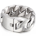 Heavy Metal Powerful 31MM Wide Thick Curb Chain Man Bracelet Men Massive Stainless Steel Men's On Hand Jewelry