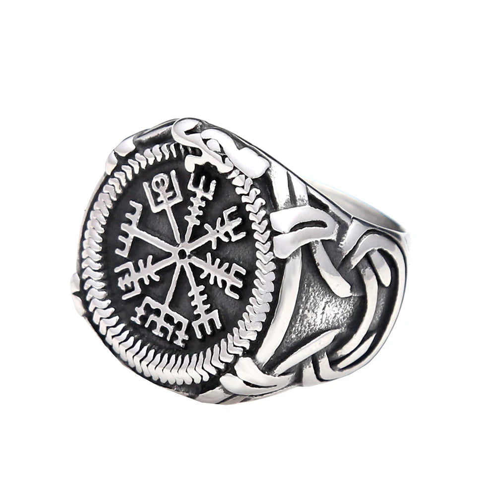Fashion Punk Vintage Skull Ring Stainless Steel Gothic Biker Ring For Men Women Unique Viking Amulet Jewelry Gift