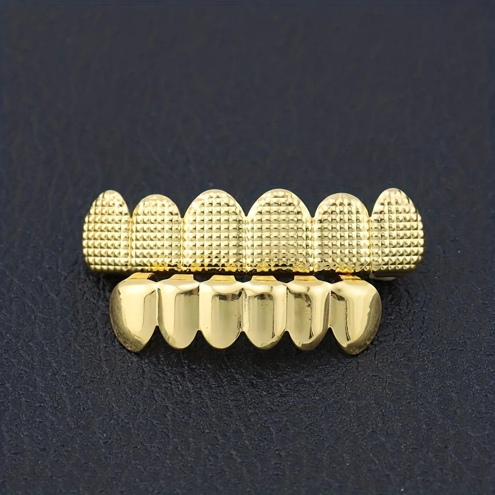 Textured Grid Teeth Braces Stickers — Upper & Lower Decorative
