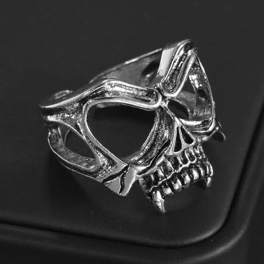 Vintage Goth Black Cross Open Ring for Men Women — Black-Tone