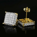Iced Out Square Micro Pave CZ Stud Earrings for Men & Women