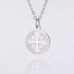 VASSAGO Religious Jerusalem Cross Charm Necklace for Women Stainless Steel Amulet Christian Catholic Vintage Jewelry