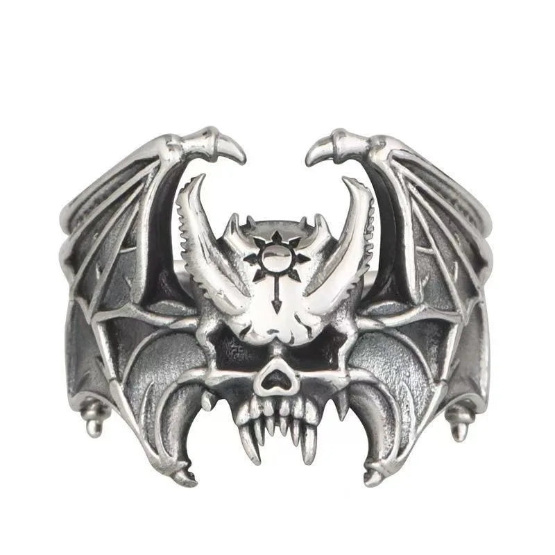 BOCAI New S925 Sterling Silver Retro Punk Skull Vampire Ring Selected Gifts