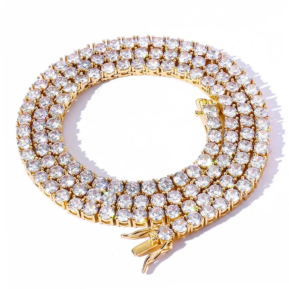 Tennis Chain Necklace for Men Women Iced Out Bling Necklace Prong-Setting 5A Cubic Zirconia Stones Fashion Jewelry