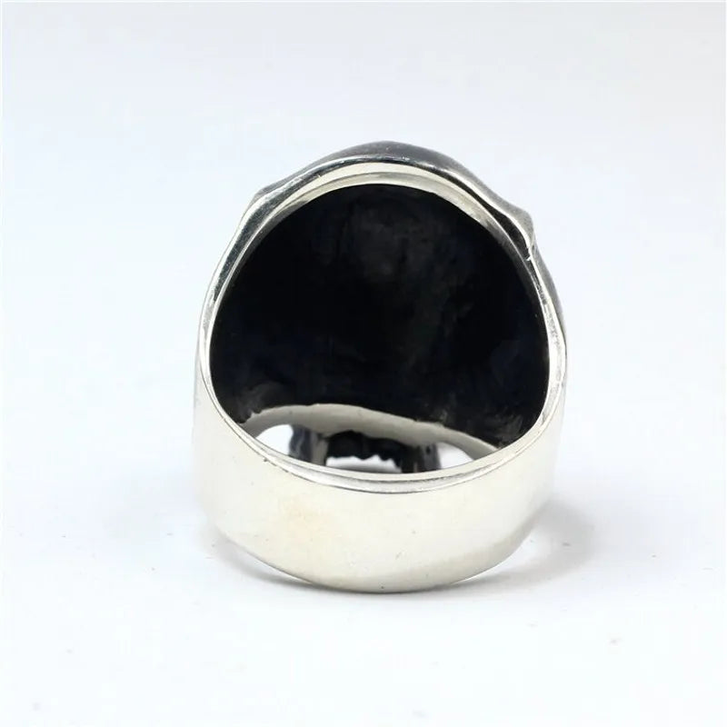 BOCAI New Punk Rock Skull Ring for Man Real S925 Silver Handmade Retro Personality Domineering Tough Guy Jewelry Accessory