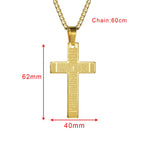 Bible Cross Pendant Necklace 60cm — Gold