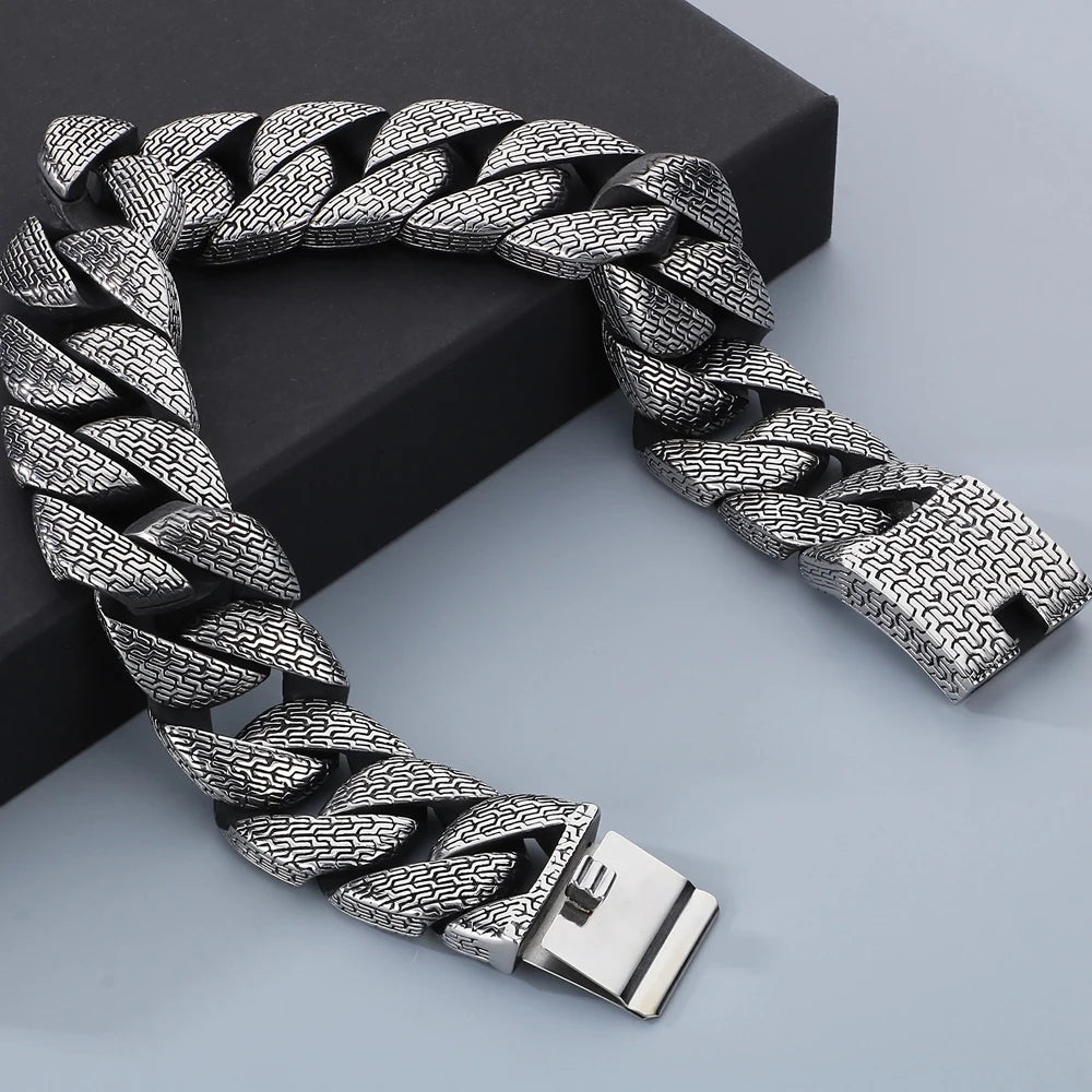 40CM Length 31MM Width Big Curb Cuban Link Chain Necklaces Heavy Stainless Steel On Neck Chains for Women Party Jewelry