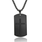 Cross Bible Tag Pendant — Stainless Steel