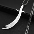 Islamic Imam Ali Zulfiqar Sword Pendant Necklace for Women Men Stainless Steel Gold Color Muslim Male Chain Jewelry