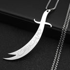 Islamic Imam Ali Zulfiqar Sword Pendant Necklace for Women Men Stainless Steel Gold Color Muslim Male Chain Jewelry