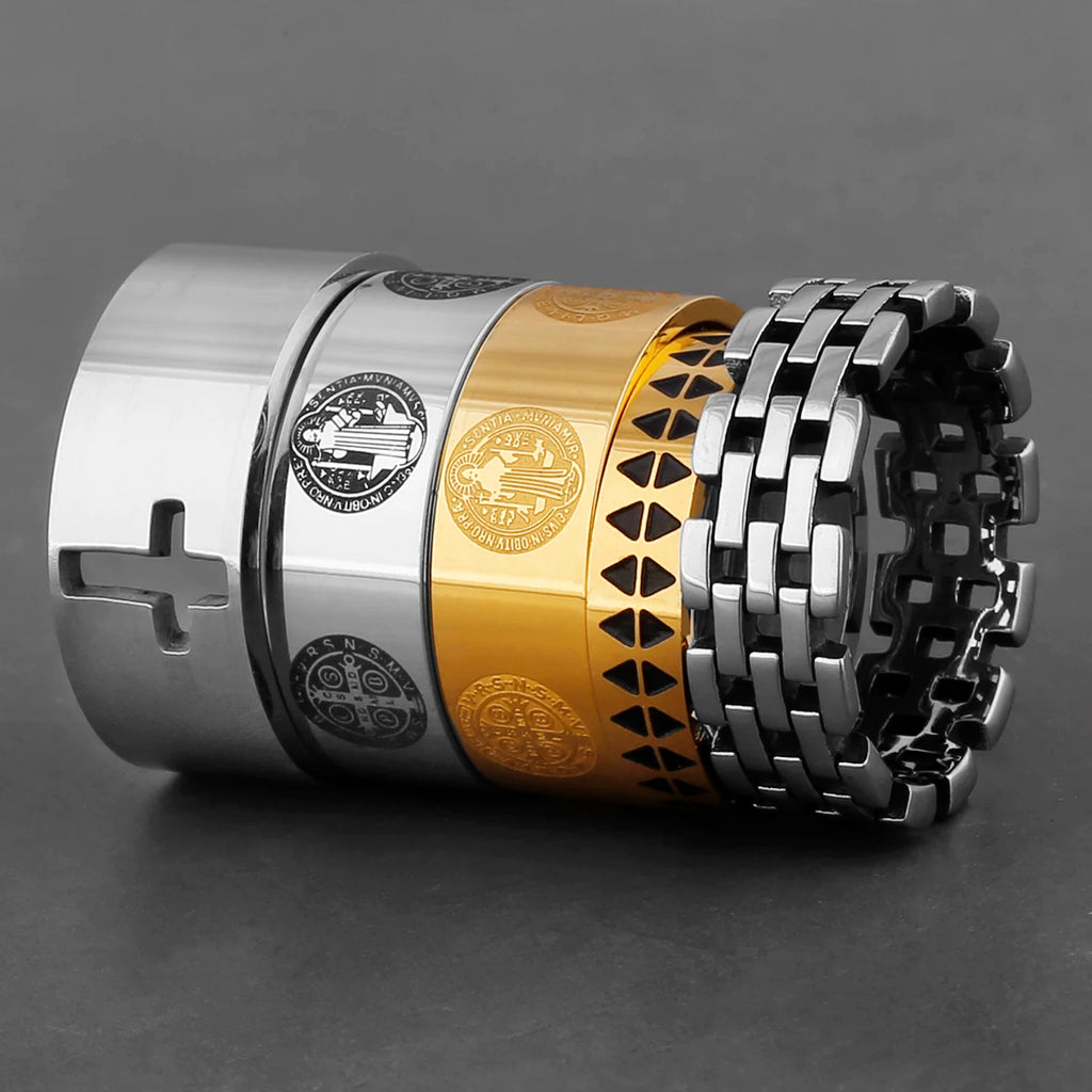 Simple Punk Retro Black Stainless Steel Mens Rings for Women Couple Lover Boy Girlfriend Biker Jewelry Creativity Gift