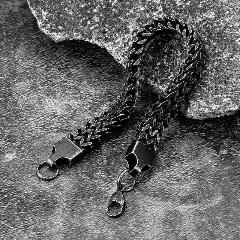 Black Reversible Double Chain Bracelet — Stainless Steel