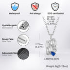 Blue Stone Square Pendant Necklace — Stainless Steel