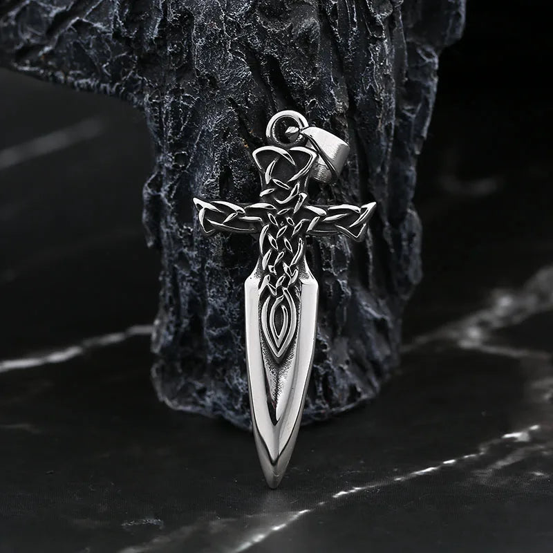 Vintage 316L Stainless Steel Good Polished Gothic Arriw Celtic Knot Pendant Necklace For Man Amulet Jewelry Boyfriend