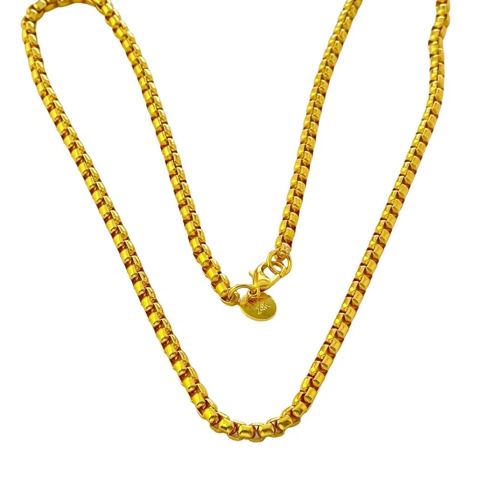 Round Box Chain Necklace 4mm — Gold-Tone, 18-24 Inches