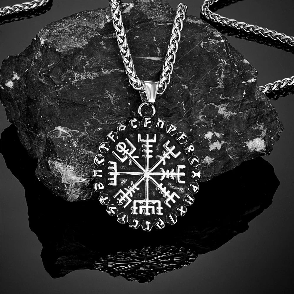 Viking Vegvisir Stainless Steel Pendant Necklace
