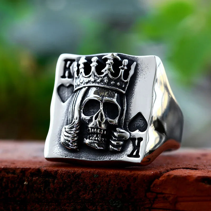 Spade K Skull Ring — Stainless Steel Punk