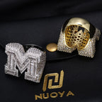 Iced Out M Letter Ring Stainless Steel Statement