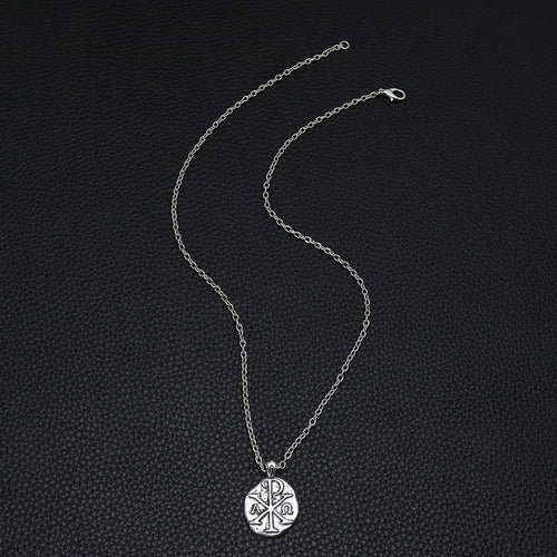 Chi-Rho Alpha Omega Pendant Necklace — Zinc Alloy