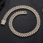 Iced Out Cuban Chain Necklace Stainless Steel 18/19MM