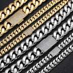 Gold Cuban Chain Necklace Iced Out 18K 12/22MM