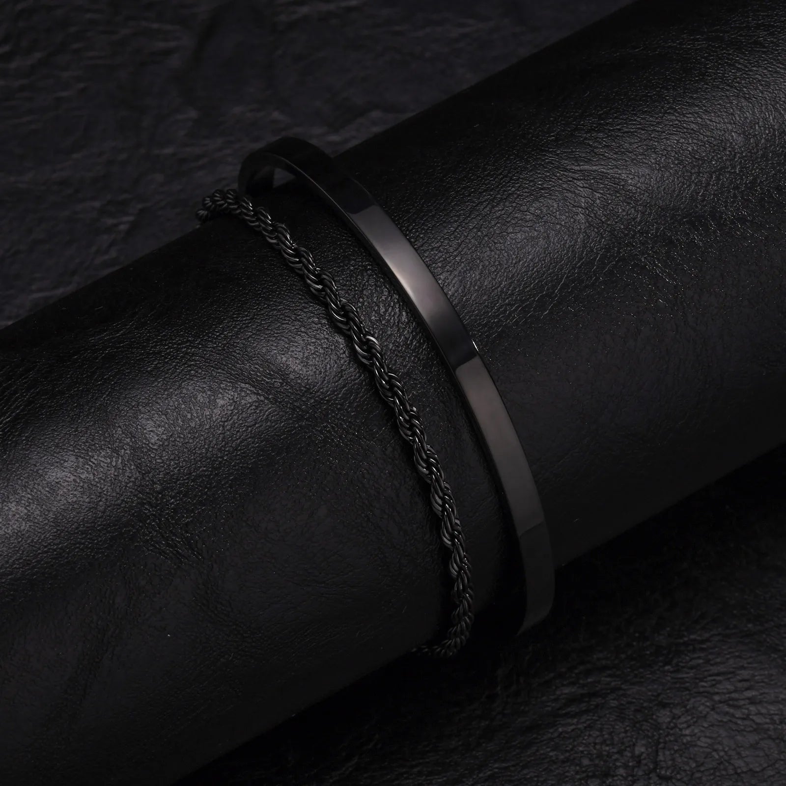 Cuff Bangle Bracelet Set — Stainless Steel
