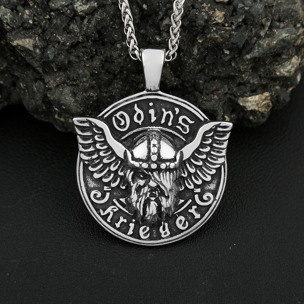 Odin Steel Pendant Vintage Nordic Vikings Head