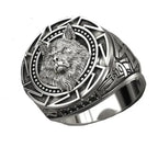 Viking Wolf Totem Head Ring — Stainless Steel