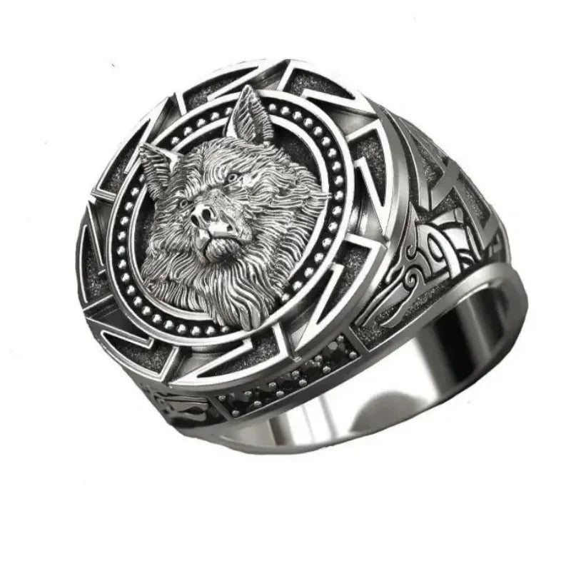 Viking Wolf Totem Head Ring — Stainless Steel