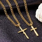 Luxury 24K 9999 Pure Gold real gold Cross Men Women Necklace Hip Hop Street Style Punk Vintage Pendant