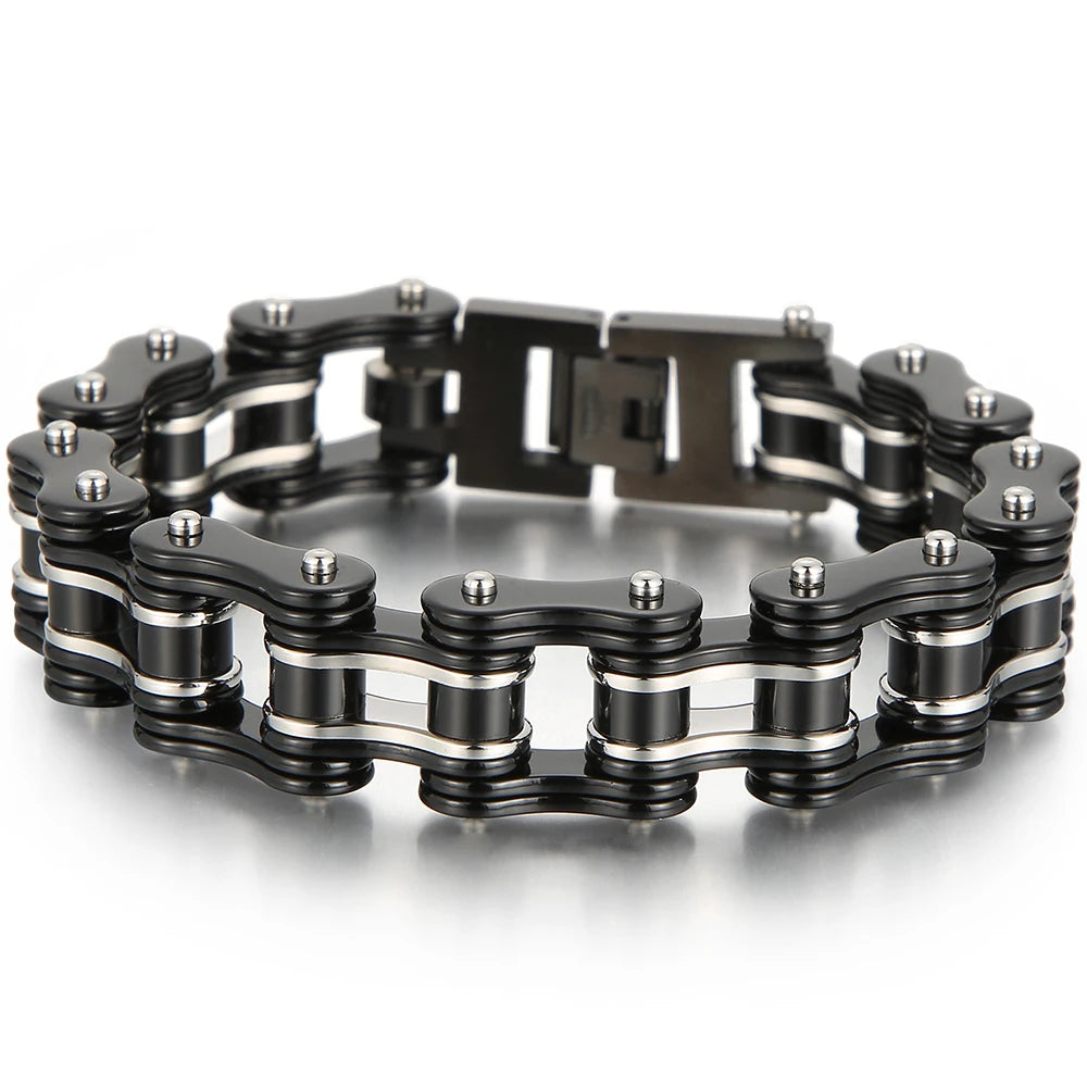 Rock And Roll Men's Bracelet Motorcycle Chain Mechanical Bracelets for Man 316L Stainless Steel Hand Jewelry