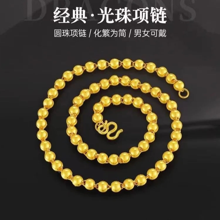 24K Gold AU999 Stylish Bead Necklace Men & Women - Rich hue, fine craft, style & quality combined