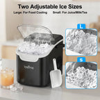 LOEFME 12kg/24h Portable Mini Ice Maker Machine 6 Mins/8pcs 2 Sizes Ice Cubes Home Desktop Ice Maker with Scoop and Ice