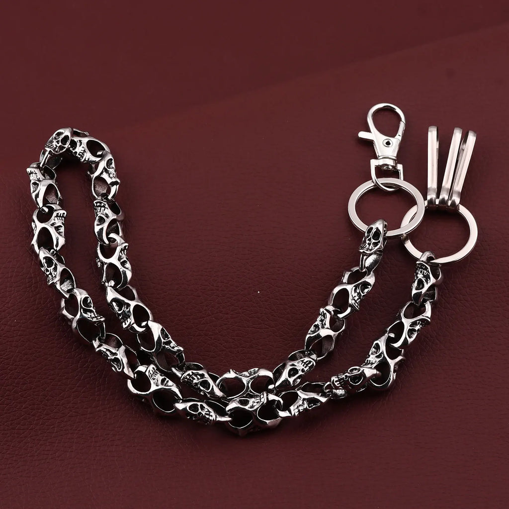 Dark Punk Skull Motorcycle Waist Trouser Chain