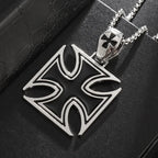 Stainless Steel Square Black Natural Stone Necklace Beautiful Geometric Polygon Pendant for Women Casual Punk Jewelry