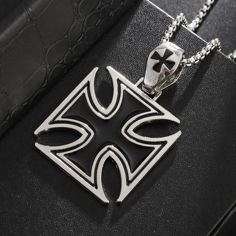Stainless Steel Square Black Natural Stone Necklace Beautiful Geometric Polygon Pendant for Women Casual Punk Jewelry