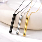 Cylinder Memorial Urn Pendant — Stainless Steel