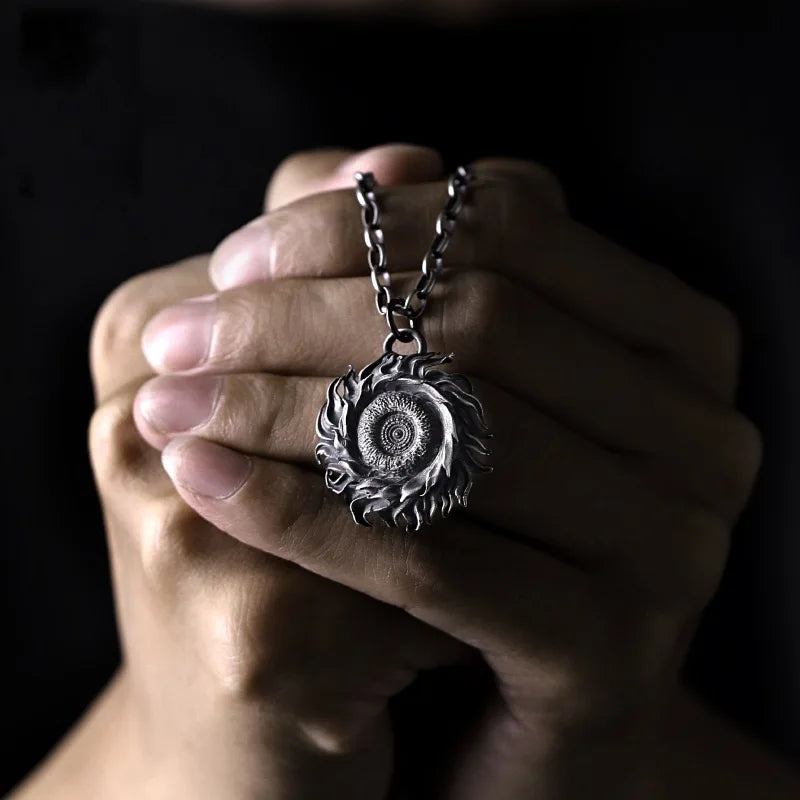 Original Van Gogh sunflower sunflower men's necklace high sense pendant nautical compass retro fashion trend pendant