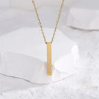 Simple Fashion 3D Vertical Bar Necklaces for Men Minimalist Stainless Steel Geometric Pendant Chain Male Collar Jewelry