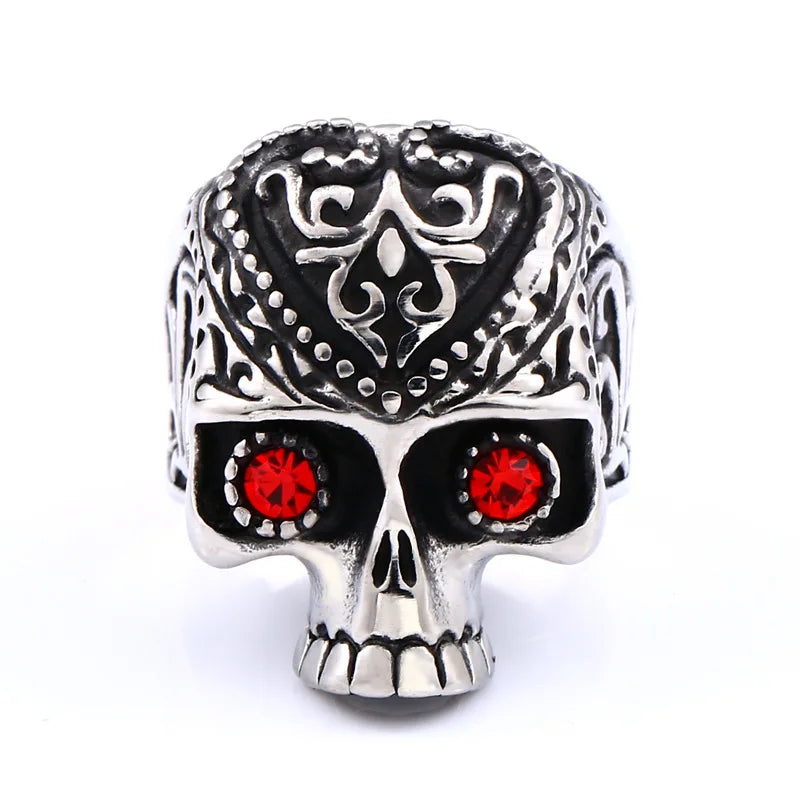 Gothic Calvarium Skull Hand Ring Motorcycle Band — Titanium
