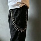 Gothic Y2K Spike Fishbone Waist Chain Necklace — Zinc Alloy