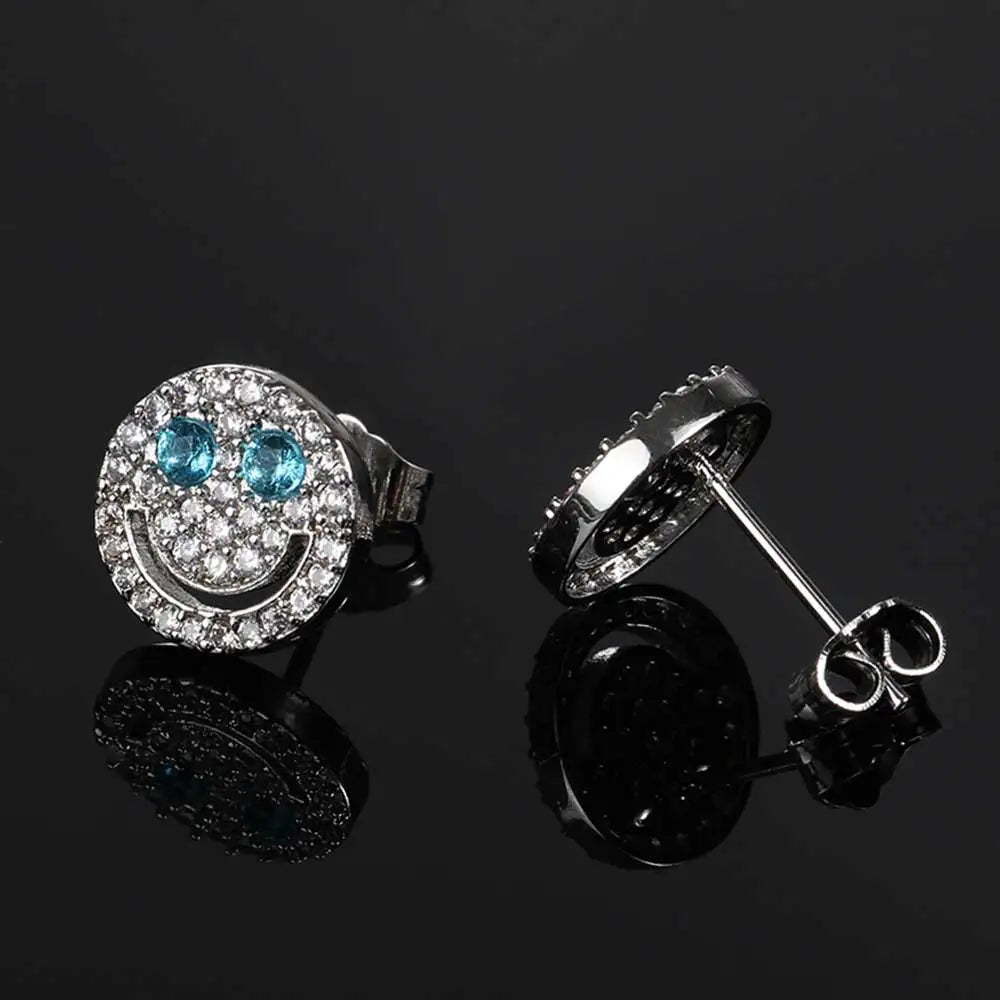 Iced Out Dollar Sign Stud Earrings Stainless Steel