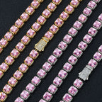 Tennis Chain Necklace Iced Out Pink Princess Cut