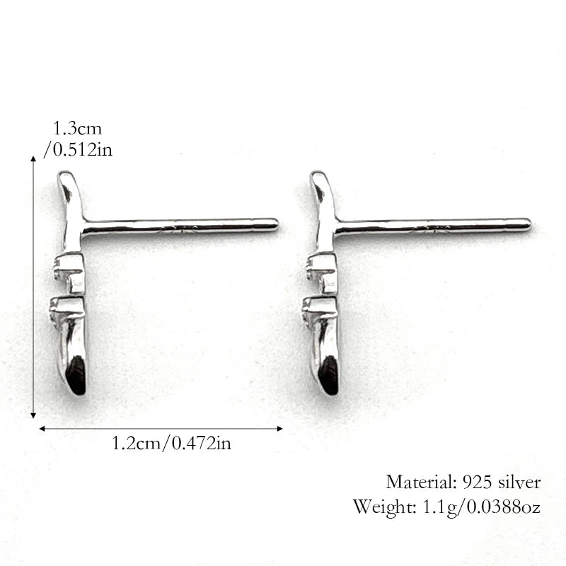 925 Silver Zircon Wand Stud Earrings — SS