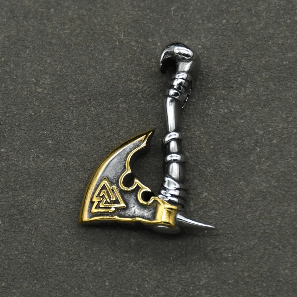 Stainless steel Nordic Rune Thor\'s Hammer Pendant Odin Celts Valknut Thors axe Necklace Men's Amulet Jewelry