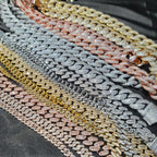 Fashion Hip Hop Miami Cuban Necklace Chain Full Diamonds 9mm 12mm 15mm 20mm 24mm Pendant Chains Long Buckle Closure Jewelry Gift