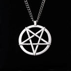 Large Pentacle Pentagram Round Star Of David Pendant Necklace Adjustable Length Long Jewelry Choker Link Chain Lagenlook 34"