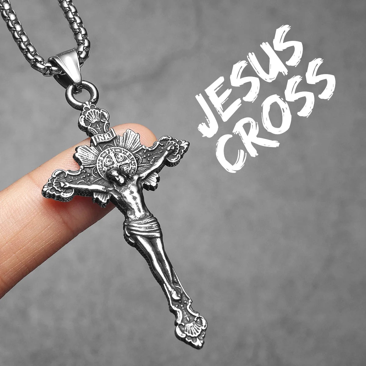 INRI Jesus Cross Pendant — Stainless Steel