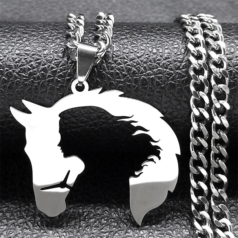 Horse Steel Pendant Silhouette Hollow Horsehead